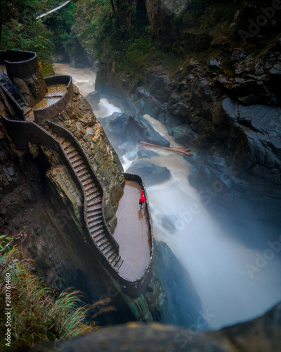 Amazing Waterfall Pailon del Diablo in Ecuador photo