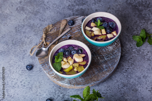 Breakfast acai smoothie bowl for healthy lifestyle