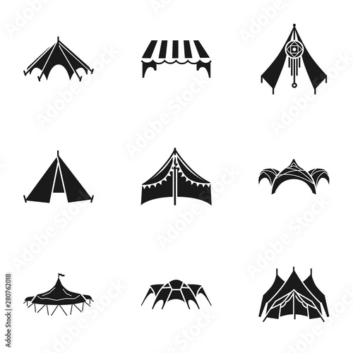 Shelter tent icon set. Simple set of 9 shelter tent vector icons for web design isolated on white background
