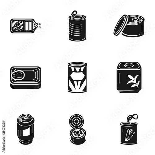 Canned food icon set. Simple set of 9 canned food vector icons for web design isolated on white background