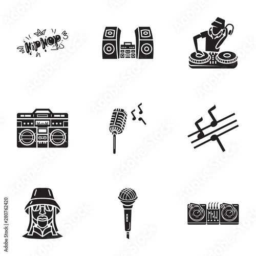 Rap equipment icon set. Simple set of 9 rap equipment vector icons for web design isolated on white background