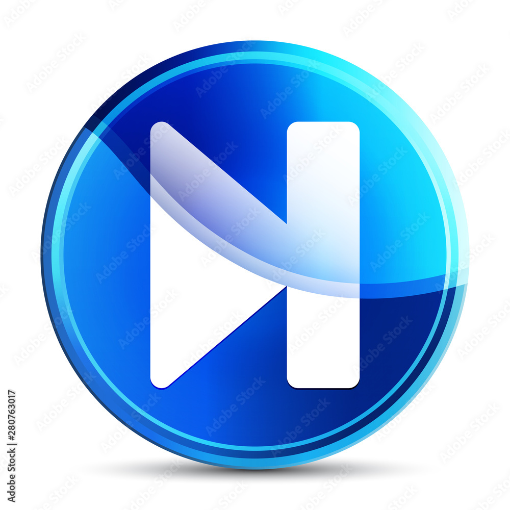 Next track icon glassy vibrant sky blue round button illustration Next track icon glassy vibrant sky blue round button illustration
