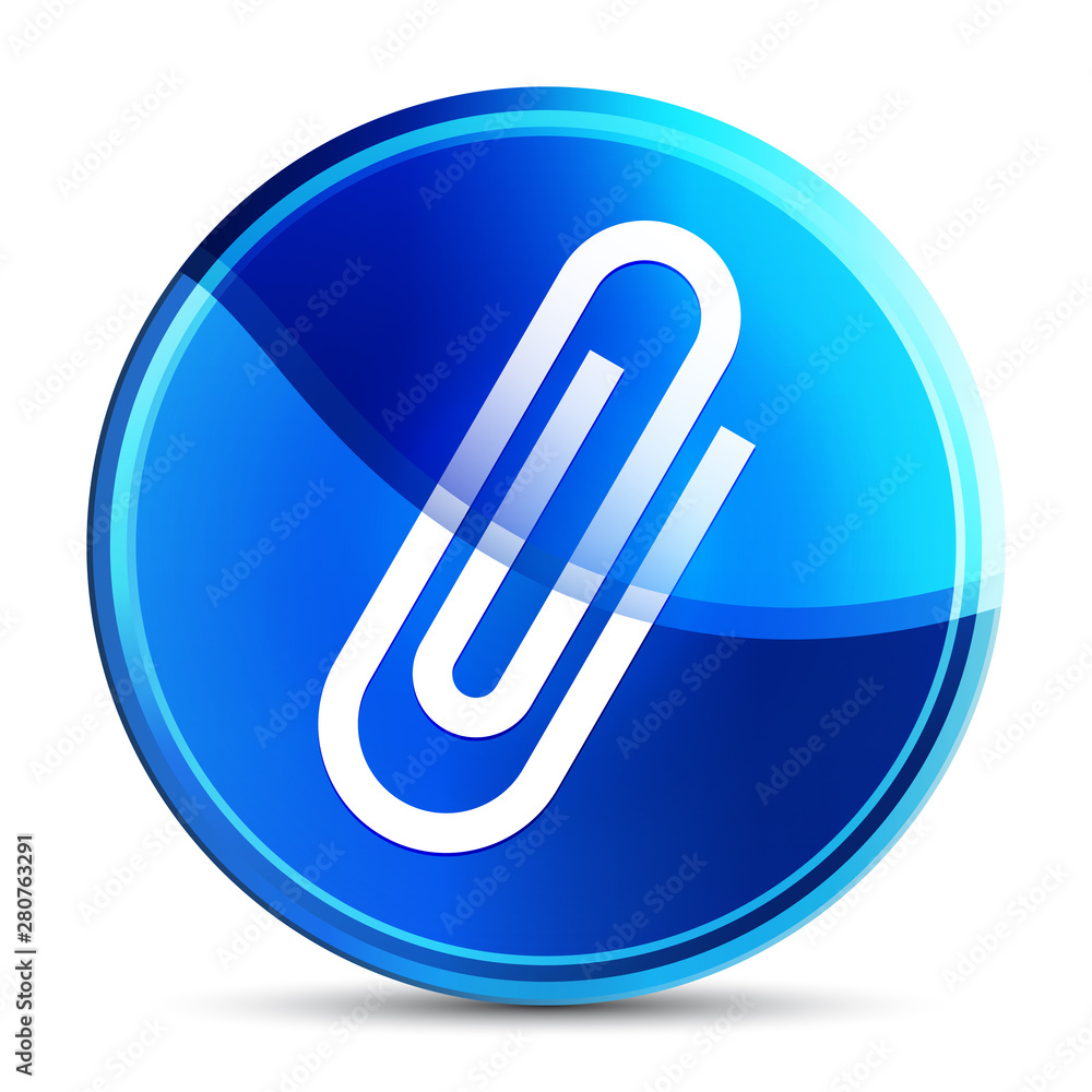 Paper clip icon glassy vibrant sky blue round button illustration Paper clip icon glassy vibrant sky blue round button illustration