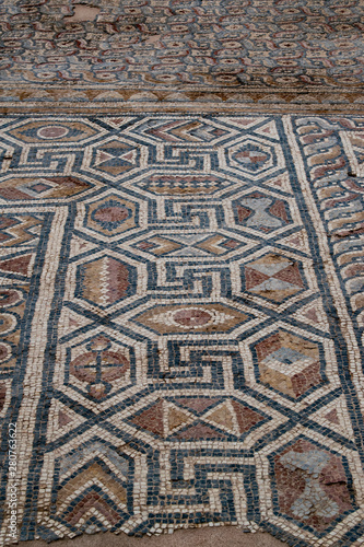 Turkey: the mosaics on the floor of the south nave of the Church of Laodicea, ancient city on the river Lycus, one of the Seven churches of Asia addressed by name in the Book of Revelation