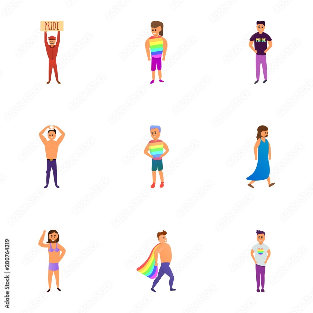 Lgbt icon set. Cartoon set of 9 lgbt vector icons for web design isolated on white background