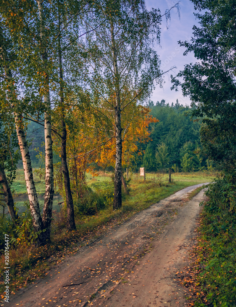 Naklejka premium Sunrise on river