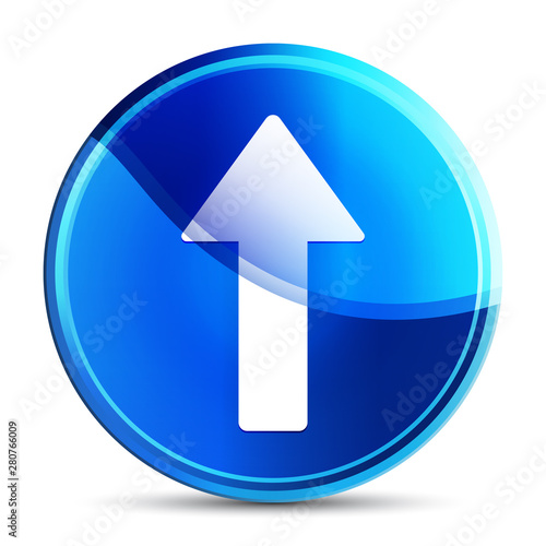 Free Download Up arrow icon glassy vibrant sky blue round button illustration - GFXLoad