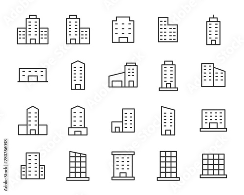 set of building icons, city, apartment, architechture