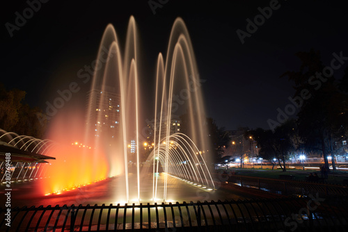 water games and lights in the aviator square in santiago de chile