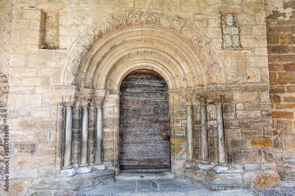 Door of the Calvary Chapel, Castillon en Couserans, Ariege, Occitanie, France