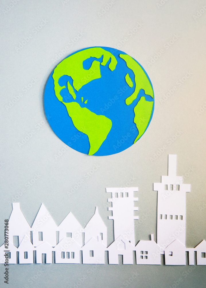 Property all over the world. Property and house buying concept. Paper cut design background. Property all over the world. Property and house buying concept. Paper cut design background.