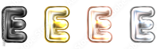 Golden foil balloon, inflated alphabet symbol E