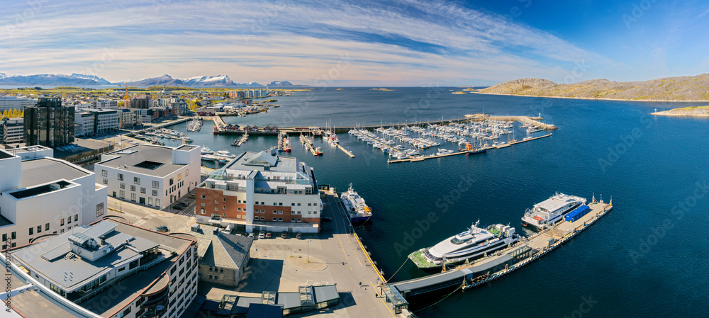 Fototapeta premium Aerial View Of Norwegian City Bodo , Norway. Panoramic Shot