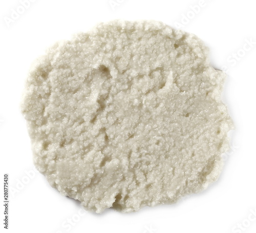 Horseradish sauce isolated on white background, top view