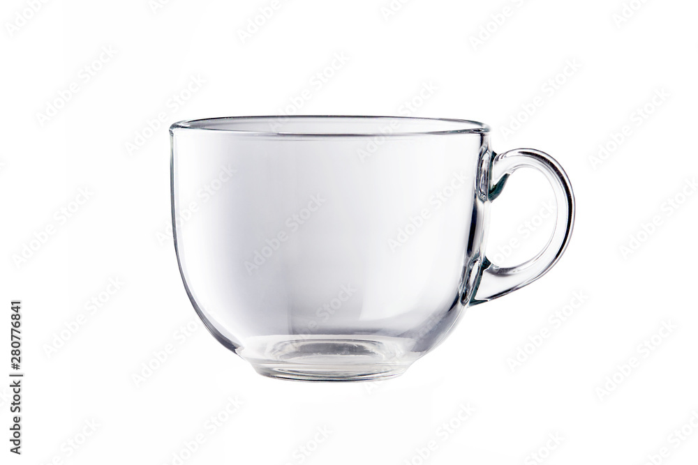 Empty glass cup for hot drinks isolated on white background Empty glass cup for hot drinks isolated on white background