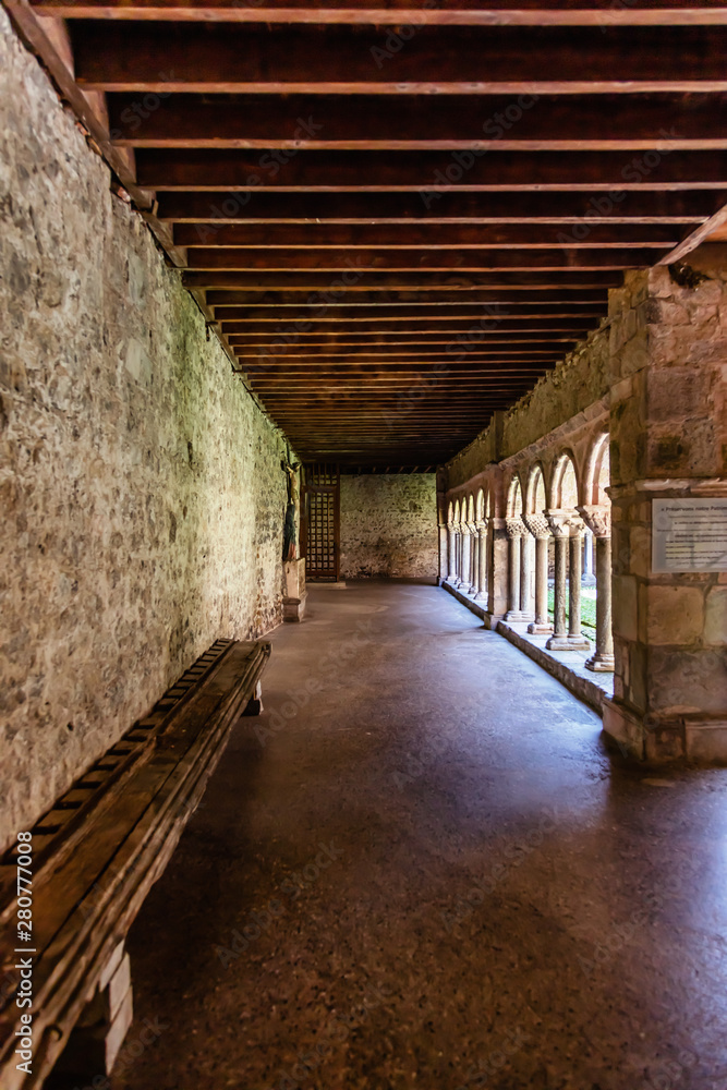 Obraz premium Cloister of the Saint Lizier Cathedral, Ariège department, Pyrenees, Occitanie, France
