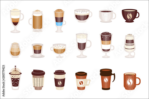Coffee Hot And Cold Cocktails Menu Assortment Of Coffee Shop Cafe, Set Of Isolated Icons