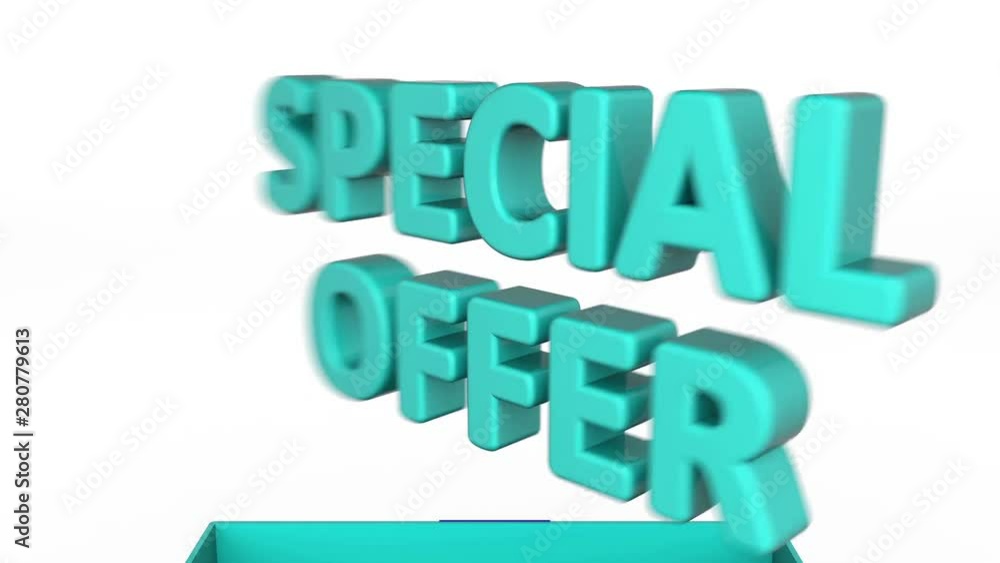3d animation of gift box with special offer announcement. 3d animation of gift box with special offer announcement.