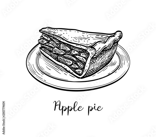 Ink sketch of apple pie