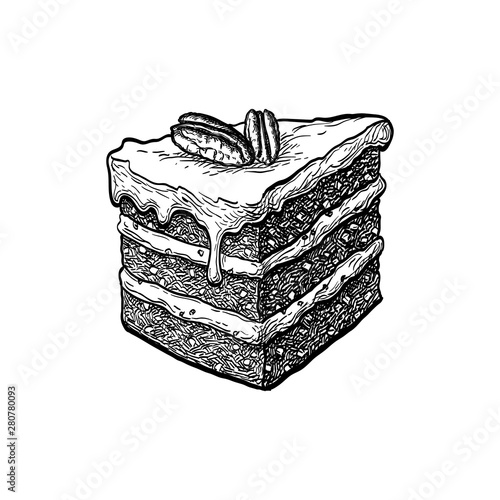 Ink sketch of carrot cake