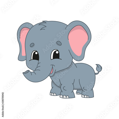 Gray elephant. Cute character. Colorful vector illustration. Cartoon style. Isolated on white background. Design element. Template for your design  books  stickers  cards  posters  clothes.