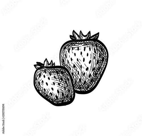 Ink sketch of strawberries.