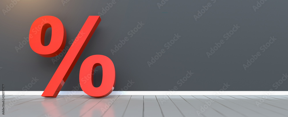 percentage sale symbol with tag on it and place for text - obrazy, fototapety, plakaty 