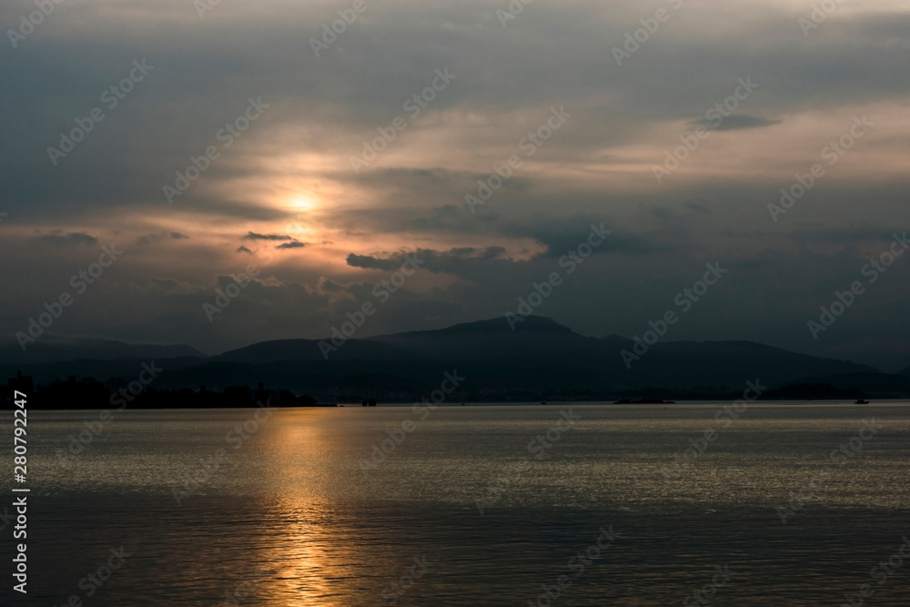 sunset reflecting in the sea