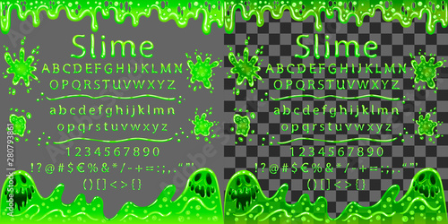 Letters and two monsters from slime