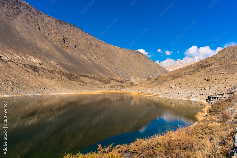 A view of a clean pristine lake in Northern areas of Pakistan. 
