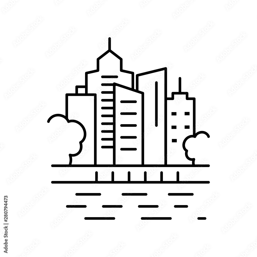 Fototapeta premium City sea urban landscape line icon. Element of landscapes icon