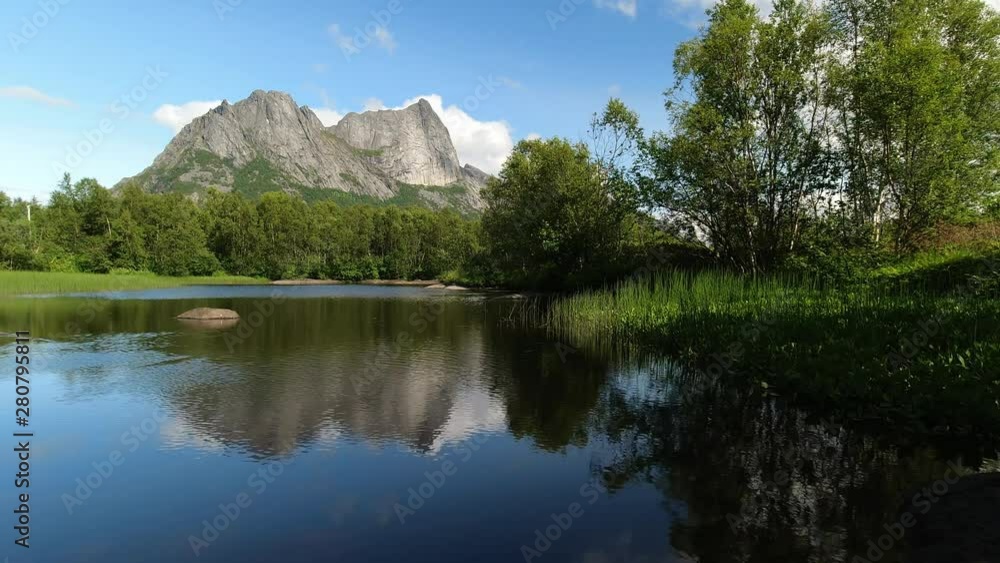 Nature background with a high mountain, reflection on the water in a fishing paradise on a sunny day in the wilderness Nature background with a high mountain, reflection on the water in a fishing paradise on a sunny day in the wilderness