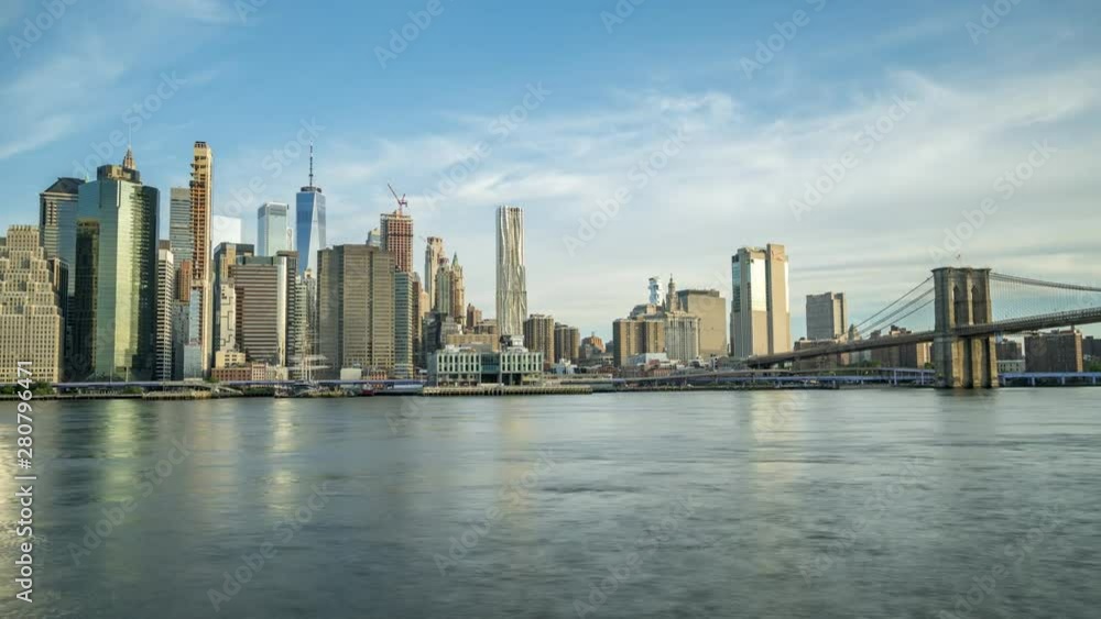 Panning Time Lapse from the Brooklyn Bridge to Manhattan Skycrappers Panning Time Lapse from the Brooklyn Bridge to Manhattan Skycrappers