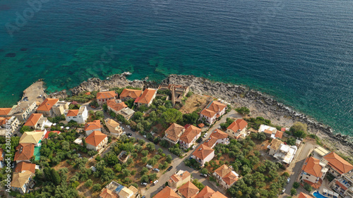 Aerial drone photo from picturesque village of Kardamili in the heart of Messinian Mani  Peloponnese  Greece