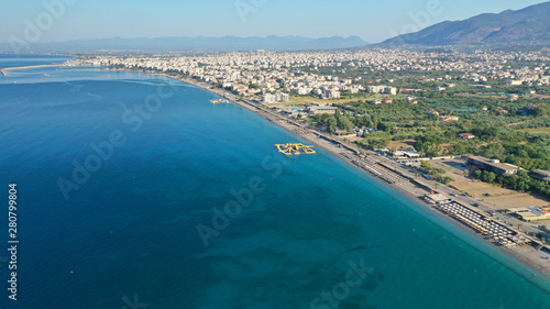 Aerial drone photo of famous seaside town and port of Kalamata, South Peloponnese, Greece © aerial-drone