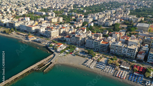 Aerial drone photo of famous seaside town and port of Kalamata  South Peloponnese  Greece