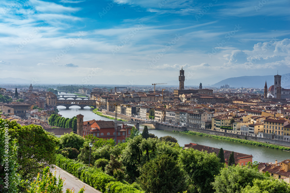 Ponte Vecchio. Panoramic view of Florence, Italy