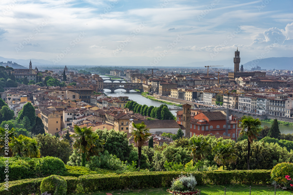Ponte Vecchio. Panoramic view of Florence, Italy