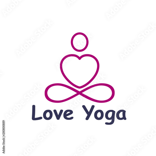 Love yoga logo icon, lotus posture, balance – stock vector