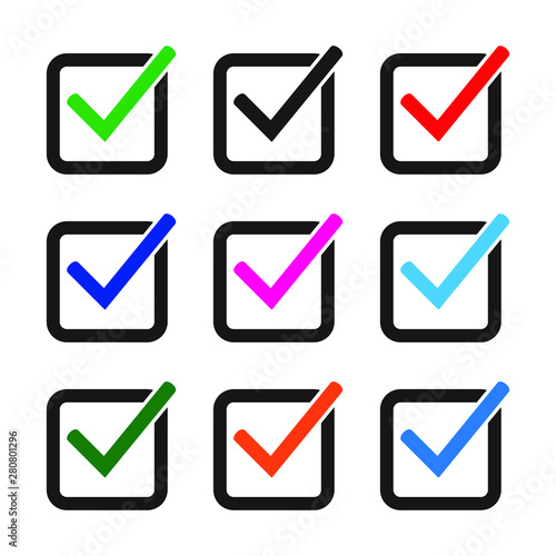 Free Download Set of colored check mark icons. Tick symbol, tick icon vector illustration. - GFXLoad