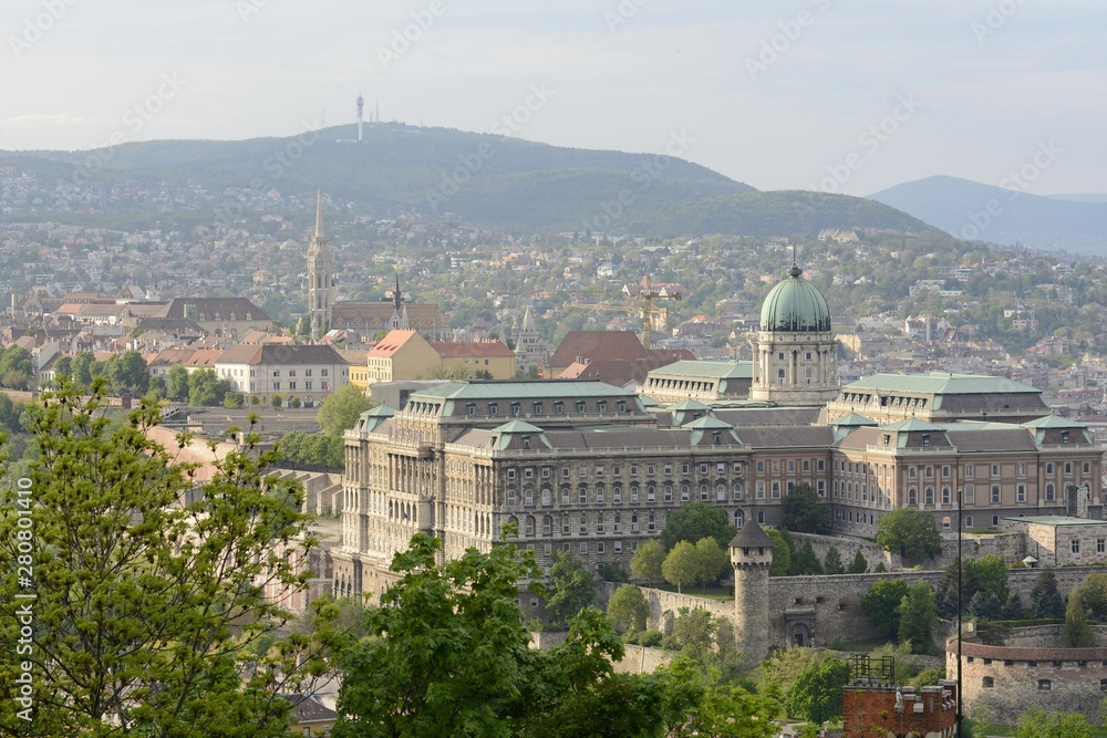 The bridges and the most beautiful buildings of Budapest from Gellert Mountain