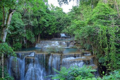 Huay Mae Khamin Waterfall  beautiful waterfall in Kanchanaburi province  Thailand.