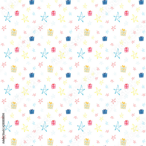 Simple doodle/cartoon style decorative gift wrap design for holiday season