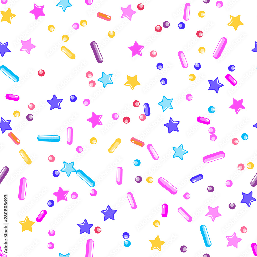 Sprinkle Cupcake Donut Topping. Seamless Pattern Sprinkle Cupcake Donut Topping. Seamless Pattern