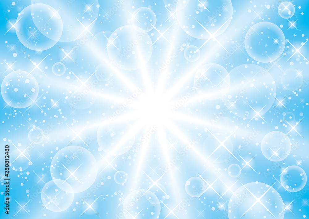 キラキラ光放射泡背景水色stock Vector Adobe Stock