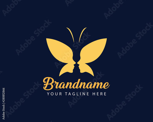 Abstract Butterfly Gold royal Icon Logo design - Illustration