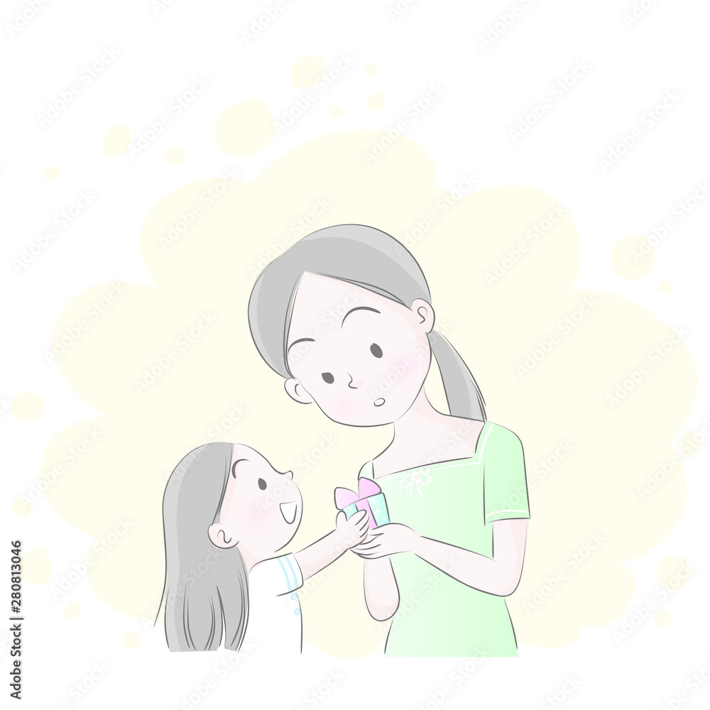 Mom and daughter vector drawing Mom and daughter vector drawing