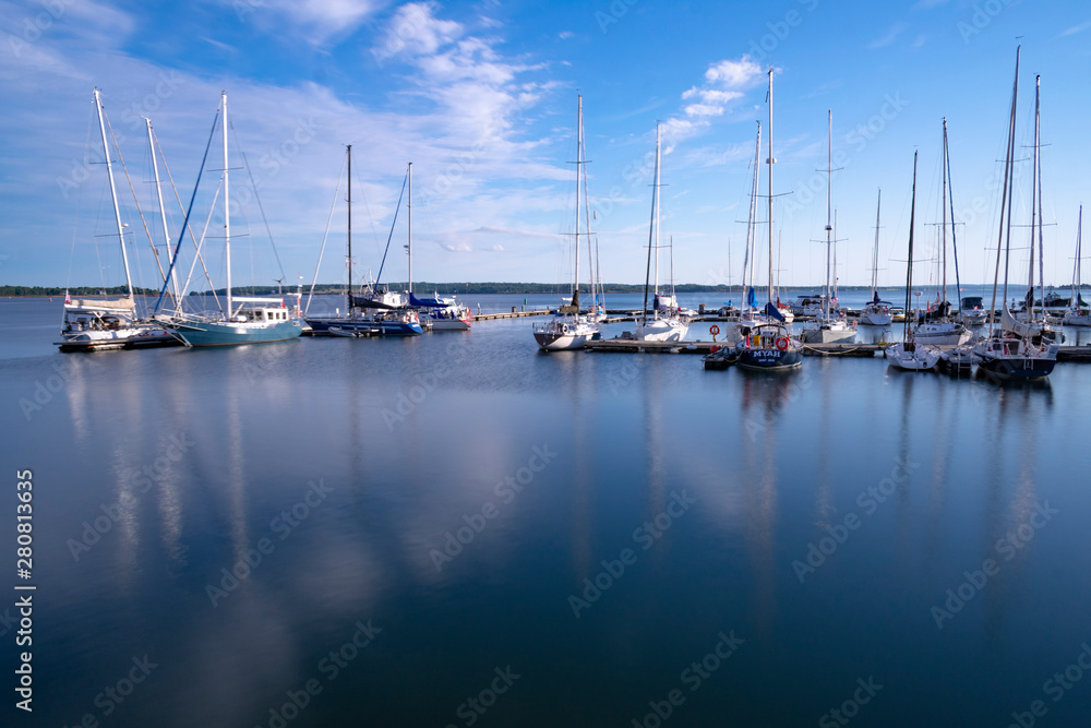 A long exposure of sail bots at the Charlottetown Yacht Club  in Prince Edward Island