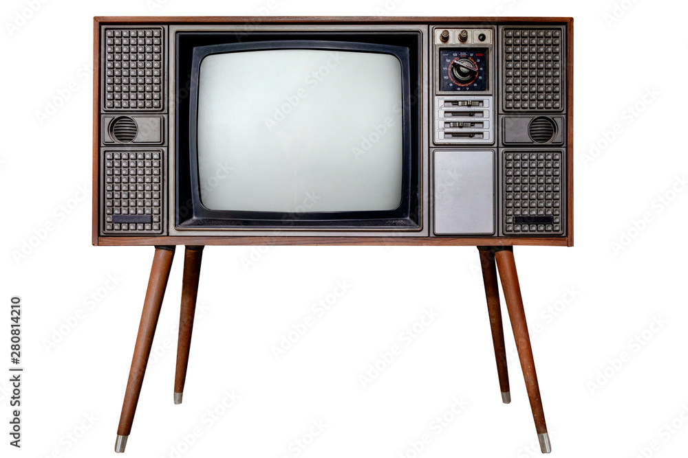 Vintage television - Old TV isolate on white with clipping path for object.  retro technology 素材庫相片| Adobe Stock