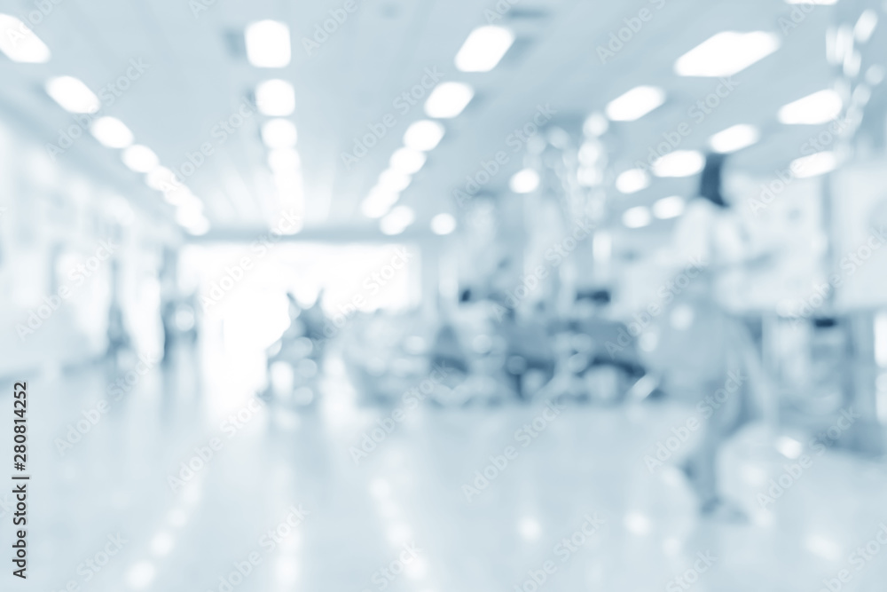Blurred interior of hospital abstract medical background. Stock Photo